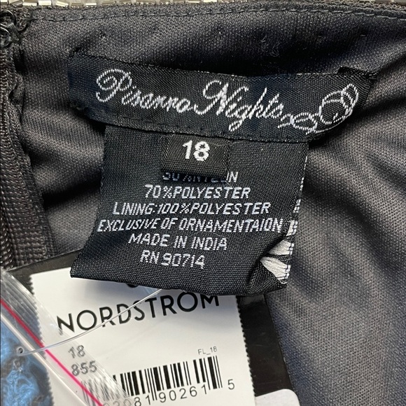 NWT Pisarro Night Beaded Sequin Bodice Mixed Media Taffeta Maxi Dress Grey 18 - Picture 6 of 11